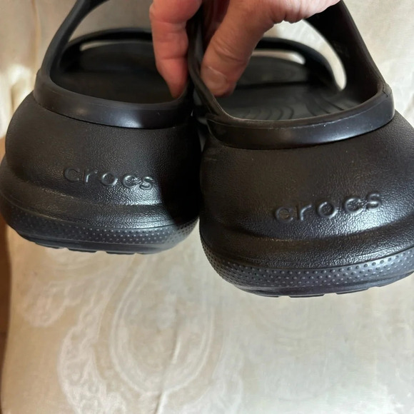 CROCS Sz 11 Classic Crush Iconic  Comfort Chunky Wedge 2 Straps Slip On Slides - Picture 12 of 13